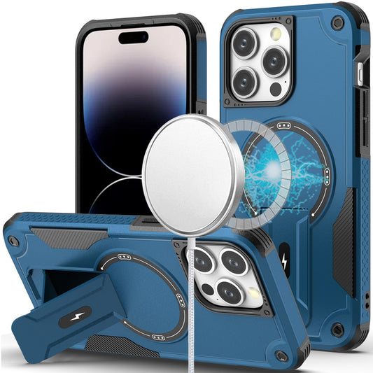 iPhone 14 Pro Max Blue Bracket Kickstand Hybrid Case