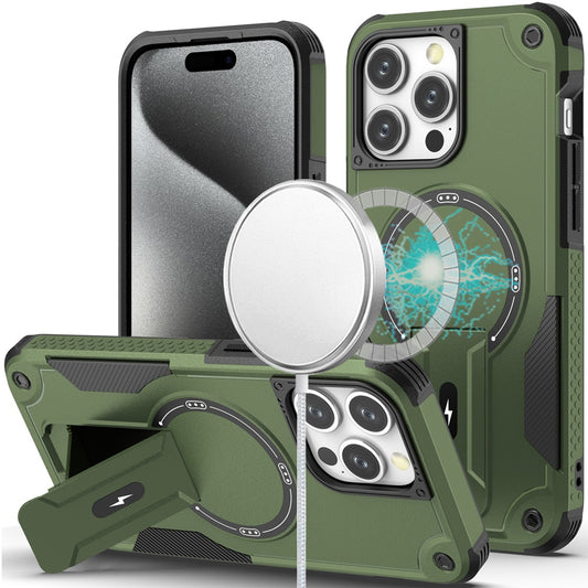 iPhone 15 Pro Max Green Sturdy Kickstand Case