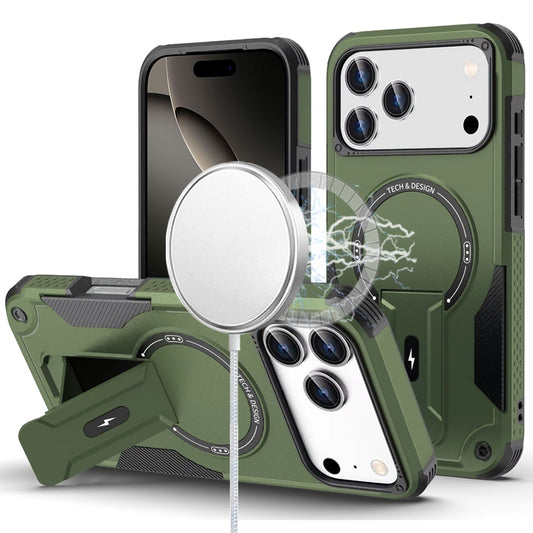 iPhone 17 Pro Max Kickstand Magnetic Hybrid Case - Midnight Green