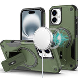 iPhone 16 Plus 6.7 - Sturdy Kickstand Magnetic Hybrid Case - Midnight Green