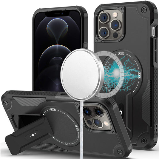 iPhone 12/12 Pro Black Bracket Kickstand Hybrid Case