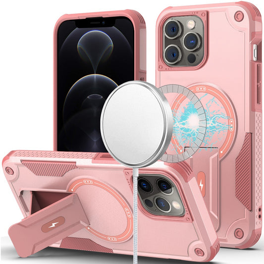 iPhone 12/12 Pro Pink Bracket Kickstand Hybrid Case