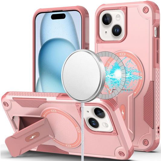 iPhone 15 Pink Bracket Kickstand Hybrid Case