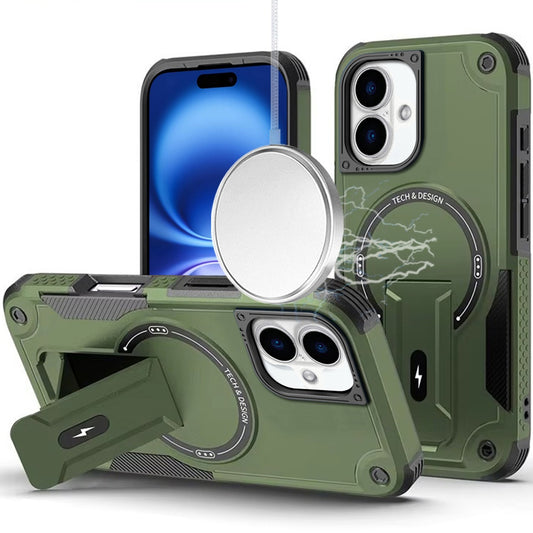 iPhone 17 Bracket Kickstand Magnetic Case - Midnight Green
