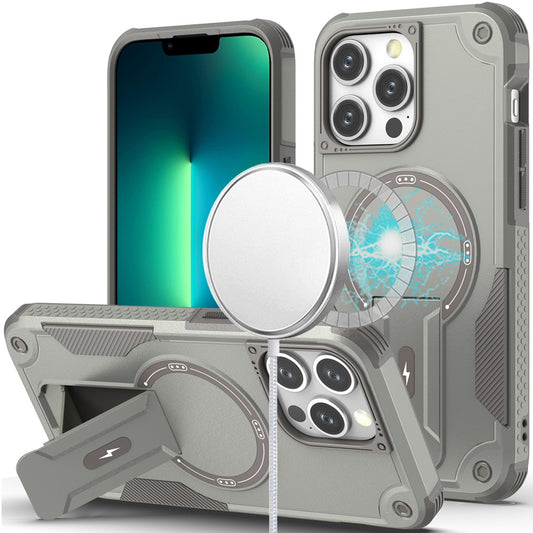 iPhone 13 Pro Grey Bracket Kickstand Hybrid Case