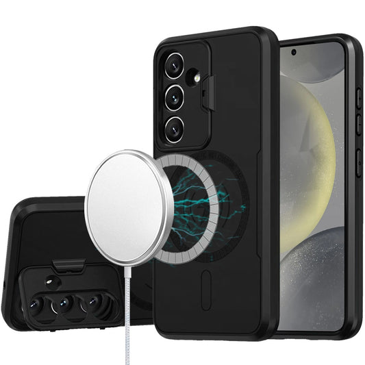 Samsung S25/S24 Black Camera Cap Kickstand Matte Hybrid Case