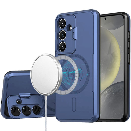 Samsung S25/S24 Blue Camera Cap Kickstand Matte Hybrid Case