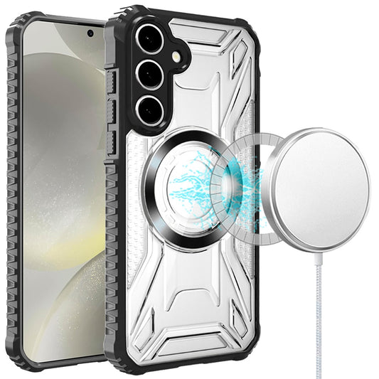 Samsung S25/S24 Black CD Pattern Magnetic Circle Hybrid Case