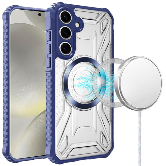 Samsung S25/S24 Dark Blue CD Pattern Magnetic Circle Hybrid Case