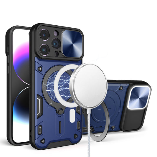 iPhone 15 Blue Classic Ring Stand Hybrid Case