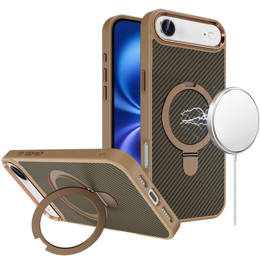 iPhone 17 Air Carbon Ring Stand Case - Brown
