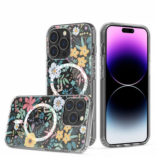 iPhone 14 Pro C Floral Magnetic Hybrid Case
