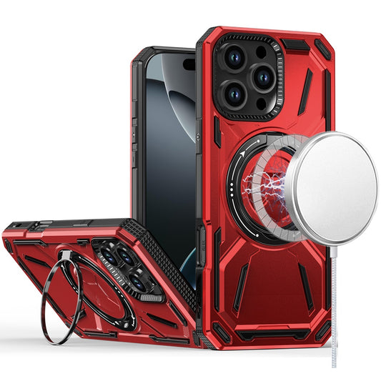 iPhone 16 Pro 6.3 - Loop Magnetic Ring Kickstand Hybrid Case - Red