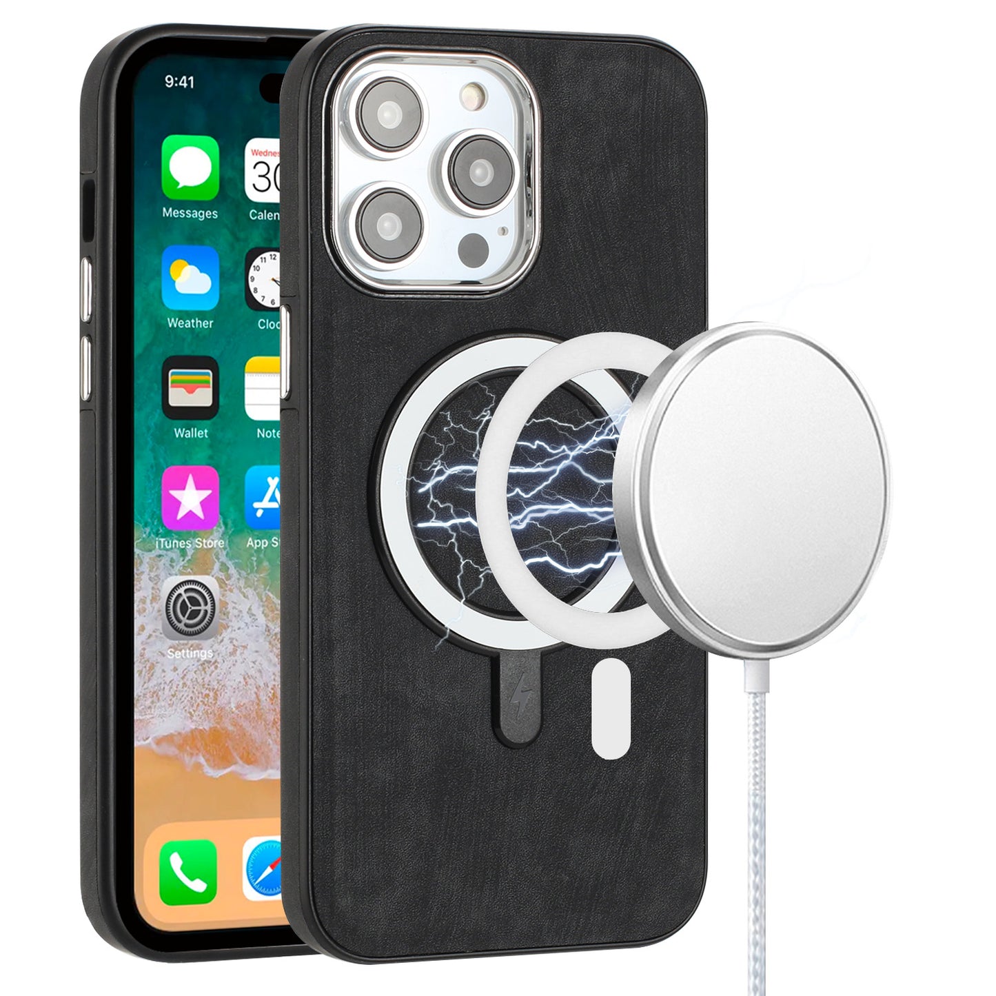 iPhone 15 Black Vegan Chrome Edge Case