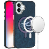 iPhone 16 6.1 - Fashion PU Chrome Edge Case - Dark Blue