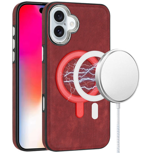iPhone 16 6.1 - Fashion PU Chrome Edge Case - Red