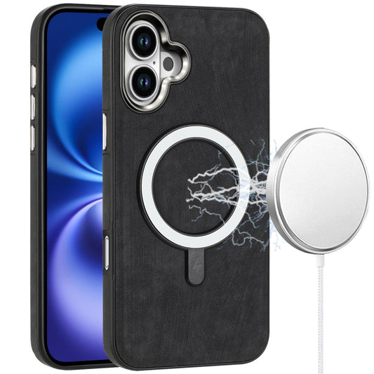 iPhone 17 Chrome PU Leather Case - Black