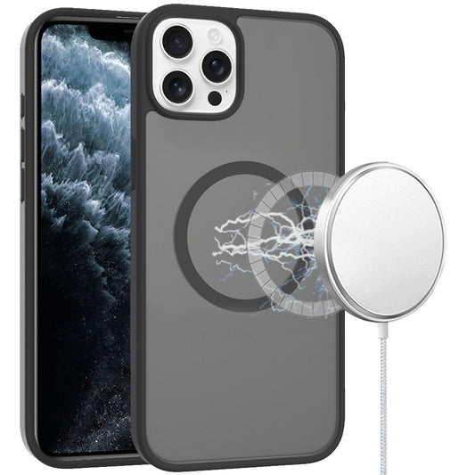 iPhone 11 Pro Max Black Matte Magnetic Circle Hybrid Case