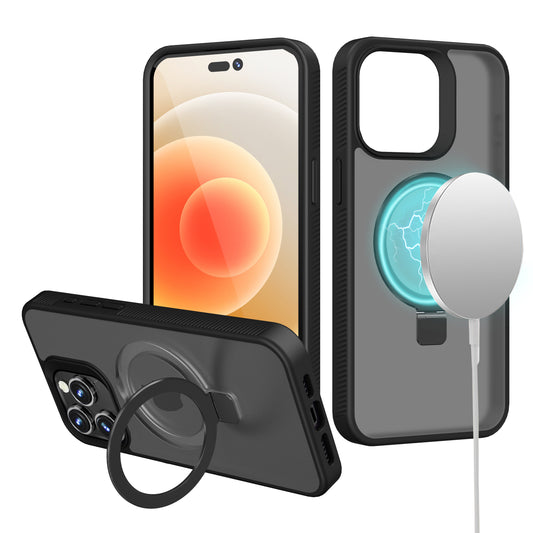 iPhone 15 Plus Black Skin Touch Kickstand Case