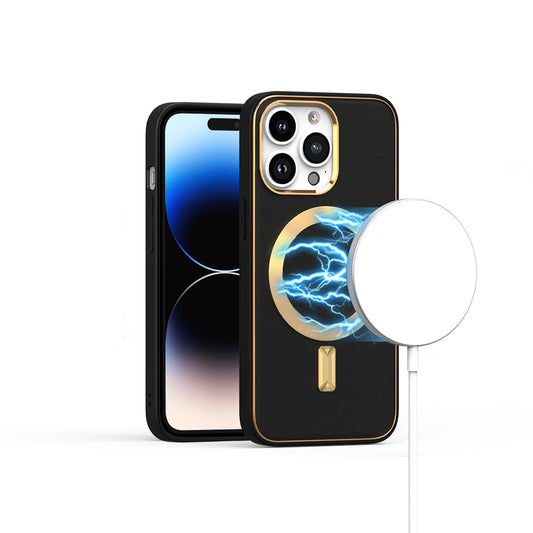 iPhone 15 Plus Black PU Leather Hybrid Case