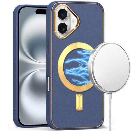 iPhone 16 Plus 6.7 - PU Leather Hybrid Case - Navy Blue