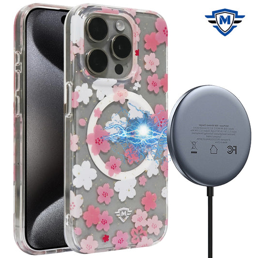 iPhone 15 Pro METKASE Oriental Cherry Blossom Floral Hybrid Case