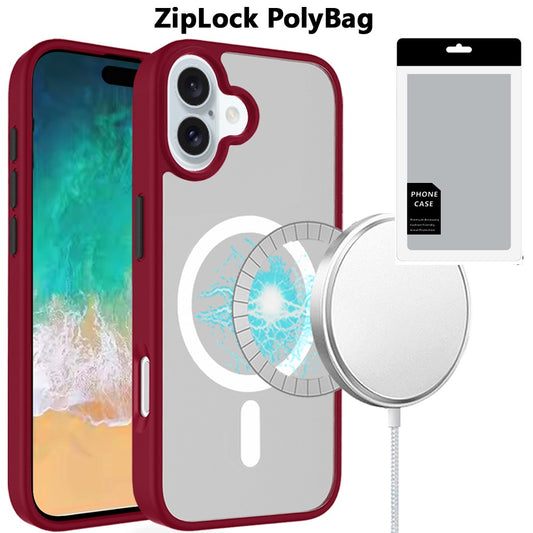 iPhone 16 Plus 6.7 - Magnetic Circle Colorful Buttons Hybrid Case - Red