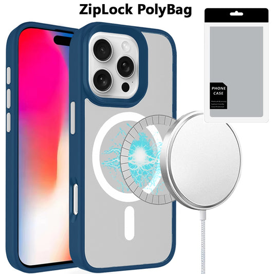 iPhone 16 Pro 6.3 - Magnetic Circle Colorful Buttons Hybrid Case - Blue