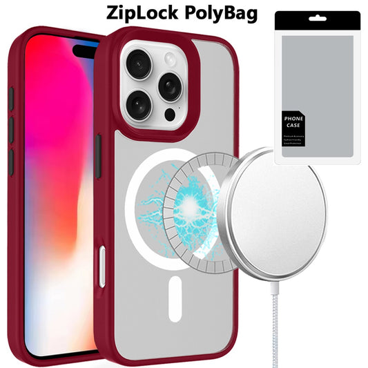 iPhone 16 Pro 6.3 - Magnetic Circle Colorful Buttons Hybrid Case - Red