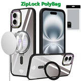 iPhone 16 Plus 6.7 - Dazzle Magnetic Ring Chrome Hybrid Case - Black