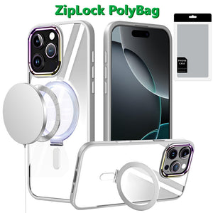 iPhone 16 Pro 6.3 - Dazzle Magnetic Ring Chrome Hybrid Case - Clear
