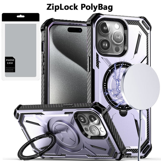 iPhone 15 Pro Max Light Purple Magnetic Kickstand Case