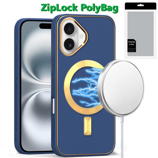iPhone 16 6.1 - PU Leather Hybrid Case - Blue