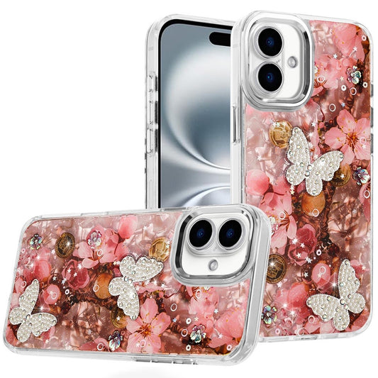 iPhone 16 6.1 - Glitter Butterfly Ornaments Hybrid Case - 4