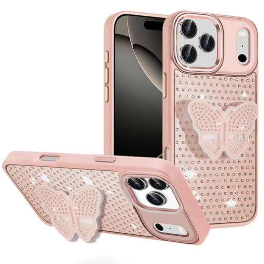 iPhone 17 Pro Max Butterfly Grip Hybrid Case - Rose Gold