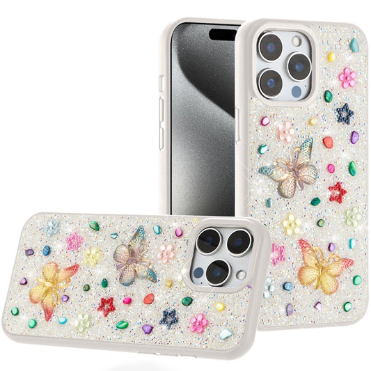 iPhone 15 Pro Max White Butterfly Bling Glitter Case