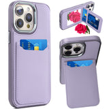 iPhone 14 Pro Max Light Purple PU Leather Mirror Card Case