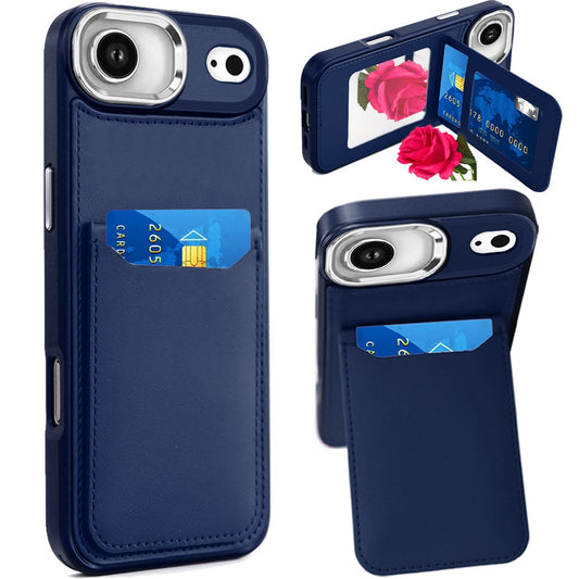 iPhone 17 Air Card Holder Leather Case - Dark Blue