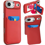 iPhone 17 Air Card Holder Leather Case - Red