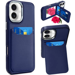 iPhone 17 Card Holder Leather Case - Dark Blue