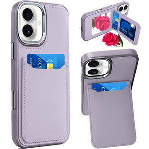 iPhone 17 Card Holder Leather Case - Light Purple