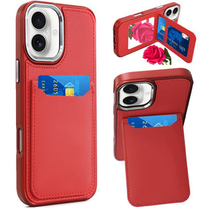 iPhone 17 Card Holder Leather Case - Red