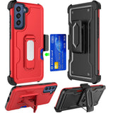Samsung S22 Red Card Holster Kickstand Hybrid Case