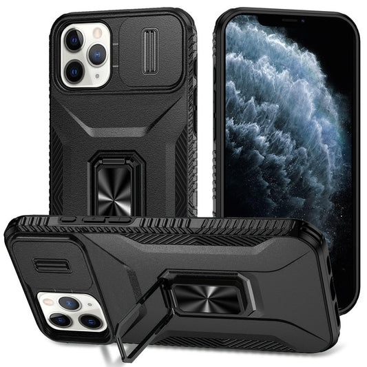 iPhone 11 Pro Max Black Magnetic Metal Ring Stand Case