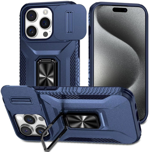 iPhone 15 Pro Max Blue Magnetic Ring Stand Case