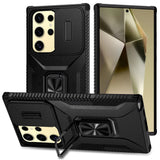 Samsung S24 Ultra Black Magnetic Metal Ring Stand Case