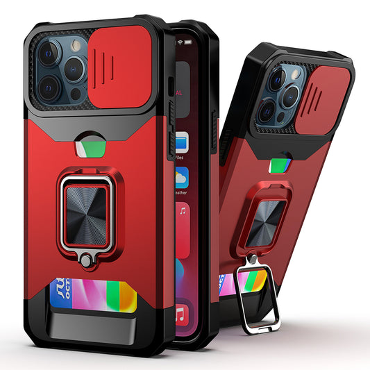 iPhone 15 Pro Max Red Card Ring Stand Case