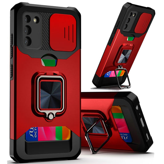 Samsung S22 Ultra Red Card Ring Stand Hybrid Case