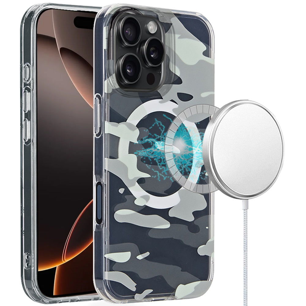 iPhone 16 6.1 - Magnetic Double Layer IMD Case - Green Camo