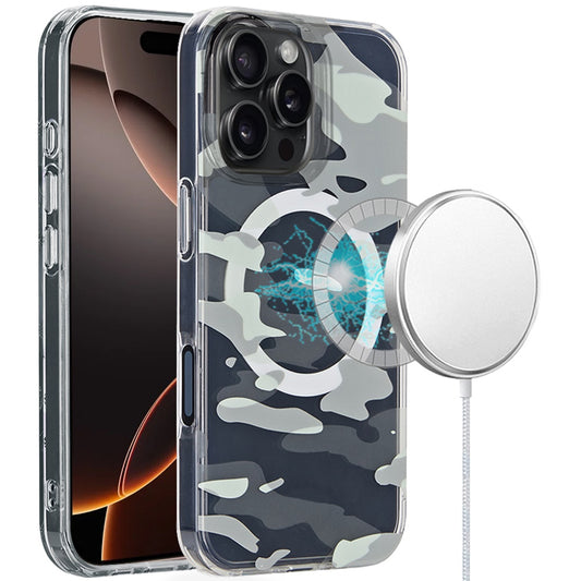 iPhone 16 6.1 - Magnetic Double Layer IMD Case - Green Camo